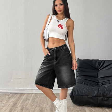 Cross-Border Foreign Trade Amazon European and American Source Factory Wholesale Denim Shorts Women's Loose Casual Wide-Leg Knee-Length Shorts