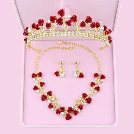 Three-piece set of bridal headdress Korean style Mori style hair band red hair accessories Xianmei hairband toast wedding dress accessories