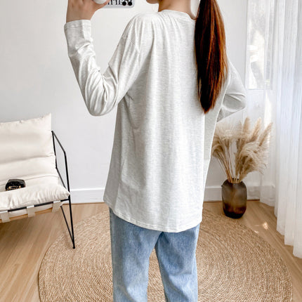 Pregnant Women's Postpartum Breastfeeding Jacket Outer Wear Moon Clothes Long Sleeve Thin T-Shirt Hot Mom's Spring and Autumn Clothes for Breastfeeding Period