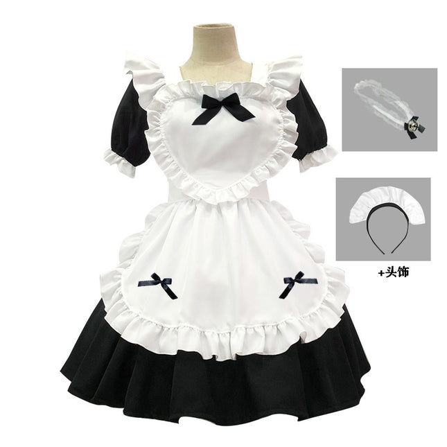 Japanese Black Classic Maid Outfit Alice Soft Girl Lolita Maid Dress Cafe Dress