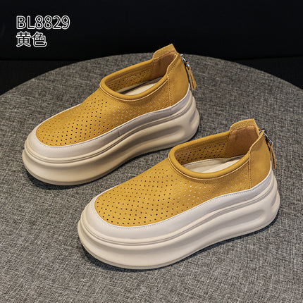 Women's Thick-Soled Sneakers 2026 Spring/Summer New Trendy Versatile Hollow Breathable Popular Style Casual Shoes for Petite Individuals