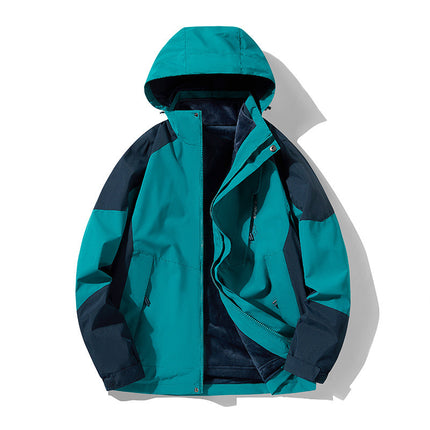 1818 Three-In-One Mink Velvet Outdoor Mountaineering Jacket for Couples, Removable, Thickened, Warm and Windproof Two-Piece Set
