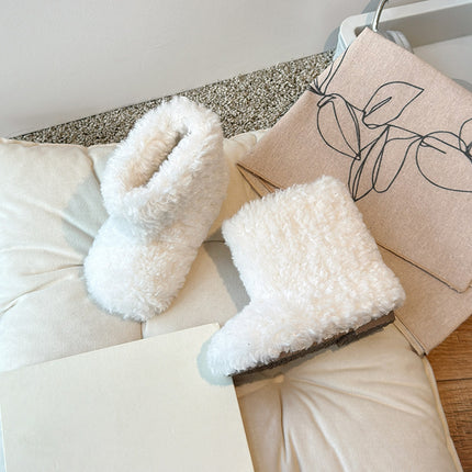 Circle Velvet Girls' Shoes, Furry Boots, Kidsren's Snow Boots, 2026 Winter New Korean Style Slip-On Shoes, Baby Cotton Shoes
