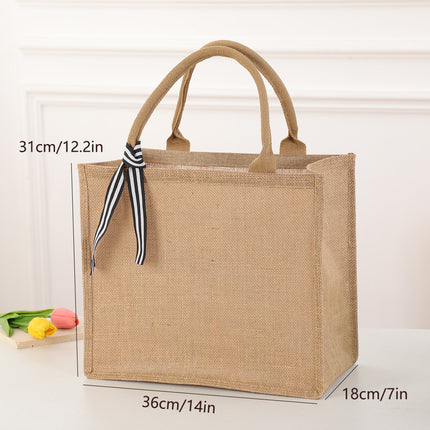 New Handheld Open Storage Bag Jute Women's Tote Bag