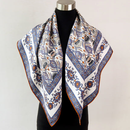 [Thistle Flower Story] Heavy Weightweight 18 Mumi Twill Silk Scarf Women's Mulberry Silk Double-Sided Printed Large Square Scarf Shawl