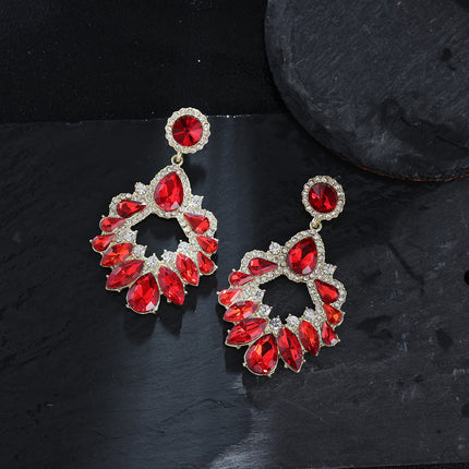 European and American Trendyy Drop-Shaped Earrings for Women, High-End Diamond-Encrusted Elegant Tassel Earrings, Fashionable Ins Style Rhinestone Earrings
