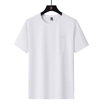Ice Silk Short-sleeved T-shirt Men's and Women's 2025 New Summer Men's and Women's Thin Elastic Breathable Sports Quick-drying Clothes Cool T-shirt