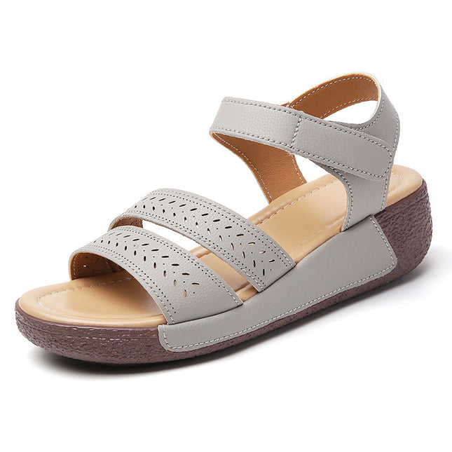 2025 Summer Cross-Border Large Size Outer Wear Velcro Thick-Soled Sandals Women's Wedge Casual Sandals Platform Sole Women's Shoes
