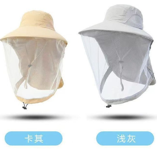 Mesh Anti-Mosquito Sun Hat for Men in Summer Large Brim Anti-Uv Mountaineering Travel Hat for Women Outdoor Sun Protection Fishing Hat