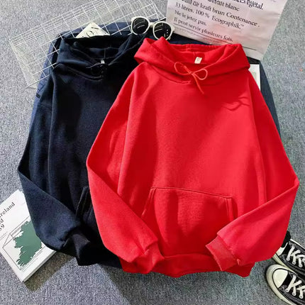 Southeast Asia Autumn and Winter fleece-lined Light Board Korean Style Loose Men's and Women's Sweater Solid Color Loose Version Student Pullover Hoodie