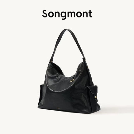 Songshanxia Xunlu Series Hobo Bag New Model Vegetable-Tanned Leather Wide Shoulder Strap Fashionable Versatile Shoulder Bag