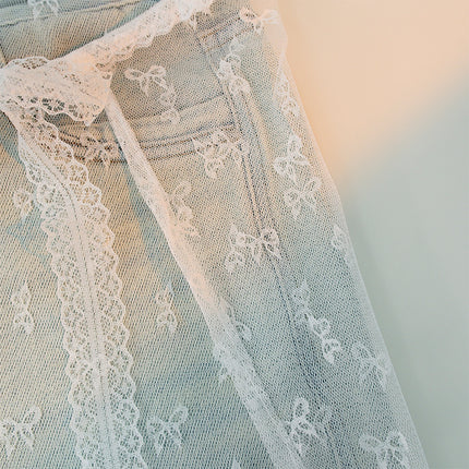 Korean Style Stacked Lace Skirt Curtain Butt Curtain One-Piece Skirt Apron Lace-Up Mesh Beach Swimsuit with Cover