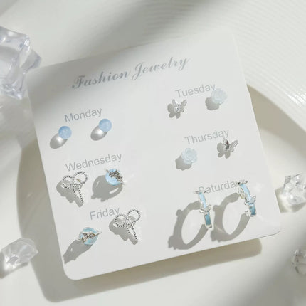 Exquisite Pink Zircon Butterfly Earrings suit Light Luxury High-end Earrings Sweet Fairy Style Earrings Summer Seaside