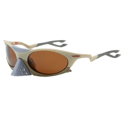 New European and American Cross-Border Sports Cycling Polarized Sunglasses for Men and Women, Personalized Trendy Eagle-Beaked Frog Web Sunglasses 9437
