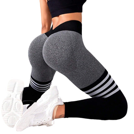 Muyao Cross-Border Striped Outdoor Sports Leggings for Women, High-Waisted, Butt-Lifting Yoga Wear, Quick-Drying Running Sports Fitness Pants