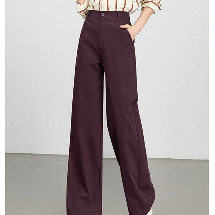 Mingbo Wide-Leg Pants for Women, Loose-Fitting Drop-Leg Pants, 2025 Spring and Autumn New Style, High-Waisted, Slimming, Casual Workwear, Tencel Cotton Pants