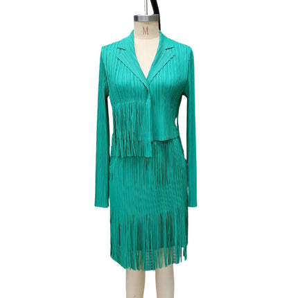 Fashion High-end suit Women's 2024 New High-end Tassel Pleated Elegant Commuter Jacket Overskirt Two-piece Set