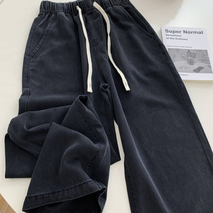 Fashion Retro Jeans Loose High-Waisted Slimming Wide-Leg Straight Floor-Length Spring and Autumn Versatile Straight Wide-Leg Pants