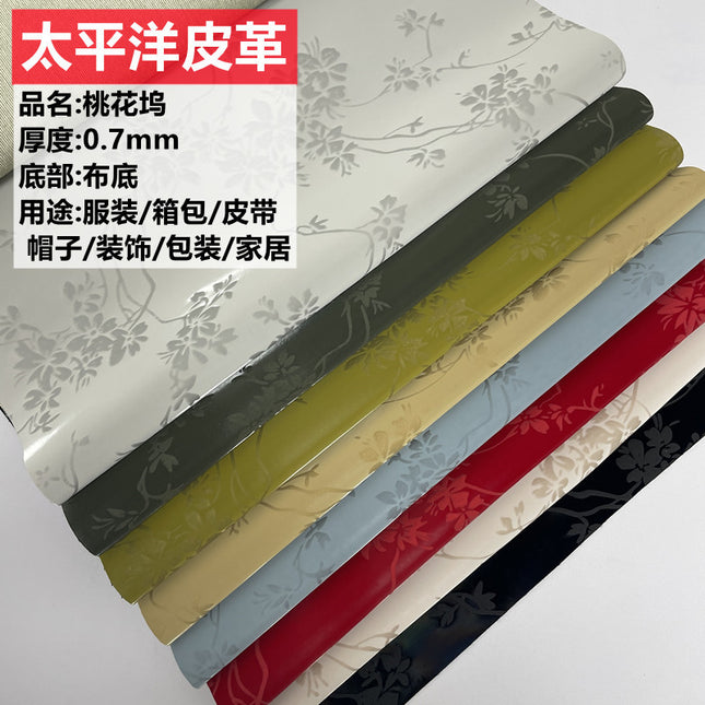 Chinese-style mercerized PU leather antique national fashion elegant plum blossom pattern clothing luggage leather clothing leather pants children's clothing PU fabric