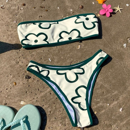 2025 European and American New Ins Style Sexy Tube Top Split Swimsuit Bikini Bikini Cross-Border Export Amazon