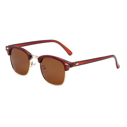 Classic sunglasses retro rice nail half frame sunglasses fashion color film reflective glasses cross-border manufacturers wholesale