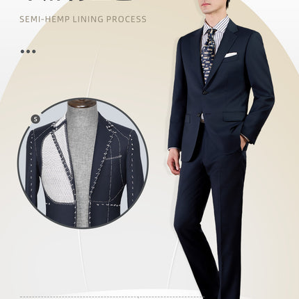 100% Wool Classy Brand Suit Customized Machine Washable Semi-Linen Lining Men's Business Suit Suit Men's Formal Suit