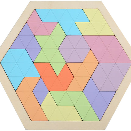 Wooden hexagon intelligence geometric puzzle cellular jigsaw puzzle honeycomb puzzle kindergarten baby toy