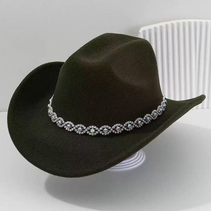 Solid Color Light Board Felt Western Cowboy Hat Outdoor Autum Hat Women's Simple French Hat Men's High-End