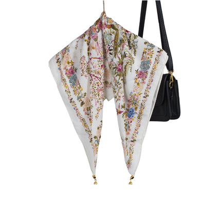 2025 New Silk Scarf Autumn and Winter Cold Protection Neck Protection Anti-Rubbing Collar Square Scarf 68cm Silk Scarf Magnetic Buckle Western Style Scarf