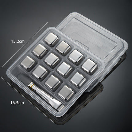 Cross-Border Commercial 304 Stainless Steel Ice Cubes Food Grade Quick-Frozen Ice Tartar Set Whiskey Iced Weishi Ice Cubes