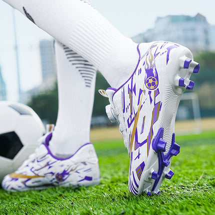 Cross-border 2024 New Girls' Boys' Spike Football Shoes C Lawn Crushed Nails for Students Velcro Spin Training Sport