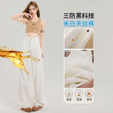 Wholesale Dropshipping Popular American Retro Side Seam High-Rise Design Loose Slimming Versatile Fashion Floor-Length Jeans for Women