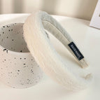 4#Creamy white pleated sponge headband
