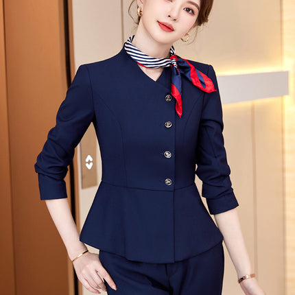 High-end professional suit spring and autumn fashion temperament goddess style skirt administrative overalls front desk manager interview tooling