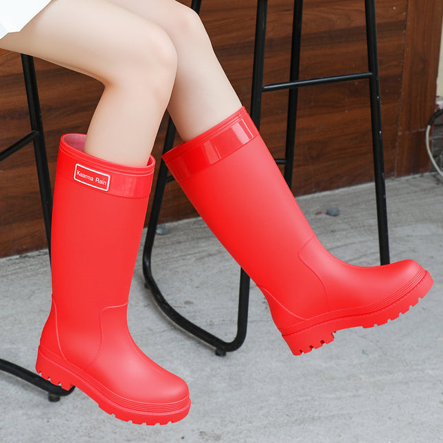 New Fashionable Women's Shoes, Extra High Women's Outer Wear Rainforest Hiking Wading Shoes, Heightening Waterproof Women's Water Shoes, Rubber Shoes and Overshoes