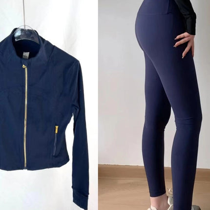 New Gold Label Stand-Up Collar Short Jacket Suit Sports Yoga Wear Slimming Sports Jacket Women's Lulu Swai