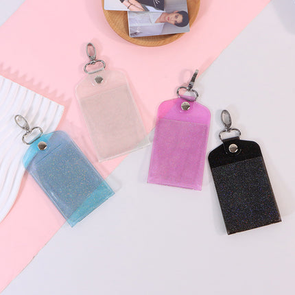 Waterproof PVC Transparent Flash Powder Card Set Work Card Student Meal Card Certificate Star Peripheral Small Card Storage Set Pendant