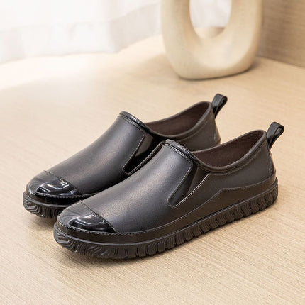 New genuine goods Four Seasons Yuanbao Water Shoes Women's Shallow Mouth Thick Bottom Waterproof Non-slip Wear-resistant Soft Bottom fleece-lined Warm Glue Boots