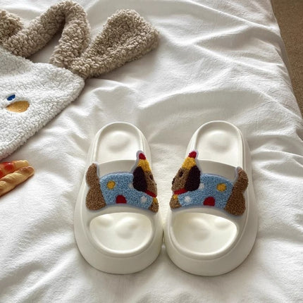Puppy Sandals and Slippers Women's Summer Eva Wearing Indoor Thick Bottom Non-slip Dung Treading Cute Beach Casual Slippers