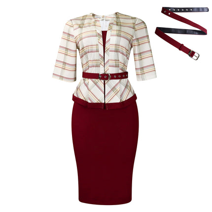 D573 Export Women's Clothing Amazon New Fashion Elegant Splicing Hip Ol Pencil Skirt African European and American Dress