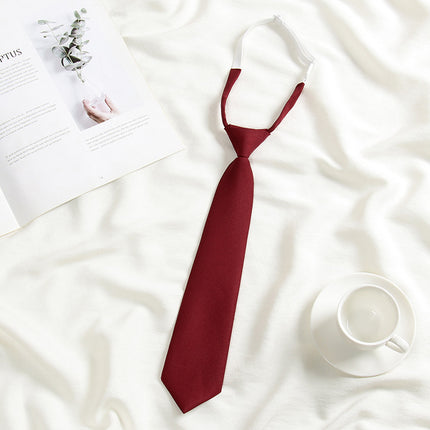 Japanese JK Academic Style Brown Retro Tie Female Lazy Wine-Free Red Shirt Accessories All-Match Black Stripe