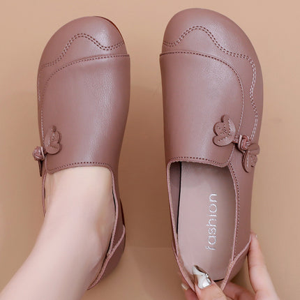 2026 Mom's Shoes: Soft Sole, Comfortable, Non-Slip, Middle-Aged Leather Shoes, Flat Shoes for Middle-Aged and Elderly Women, Spring and Autumn Style
