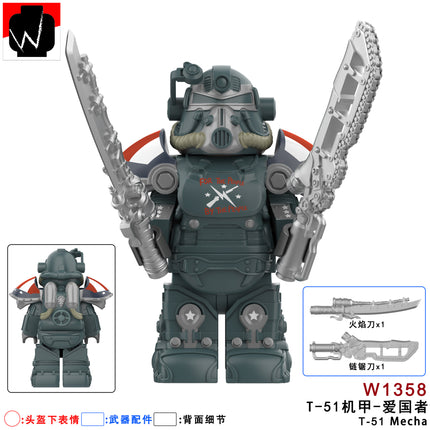 Flame X-01 Mecha Third-Party Radiation Warrior Building Block Figure Cross-Border Goods Bagged for Boys Compatible with Lego