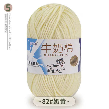 Five-Strand Milk Cotton Yarn Wholesale Medium-Thick Yarn Crochet Doll Shoes Scarf DIY Knitting Material Kit Crochet