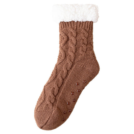 Lamb Velvet Socks Women's Autumn and Winter fleece-lined Thickened Warm Feet Home Sleeping Warm Plush Postpartum Floor Socks