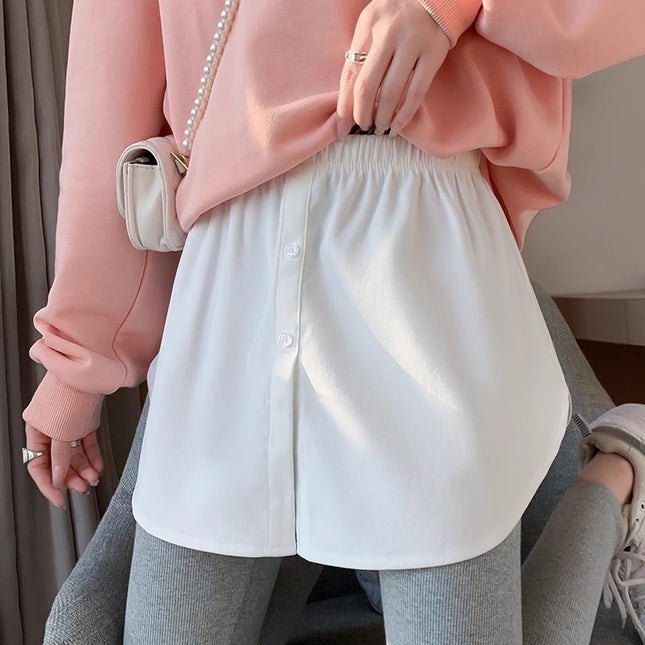 Autumn and Winter Base Layer Magic Butt-Covering Curtain Inner Layering Skirt with Fake Hem for Women, White Half Skirt