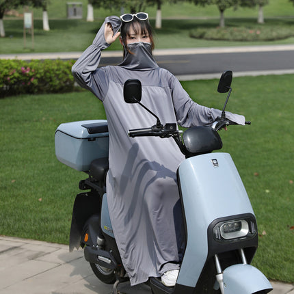 Electric Scooter Sun Protection Clothing for Spring and Summer, Long Style for Riding Electric Motorcycles, Outdoor Travel Sunshade Jacket for Women