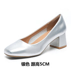 Silver 2 Q685 patent leather simple board Heel height 5cm / 38