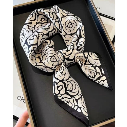 70 Floral Polka Dot Imitation Silk Scarf Neck Scarf Korean Style Atmosphere Sun Protection Scarf High-End Wholesale