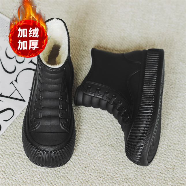 Cross-Border Rain Boots, Winter Velvet Warm Water Shoes, Women's Fashionable Short Rain Boots, Car Wash Kitchen Non-Slip Waterproof Rubber Shoes